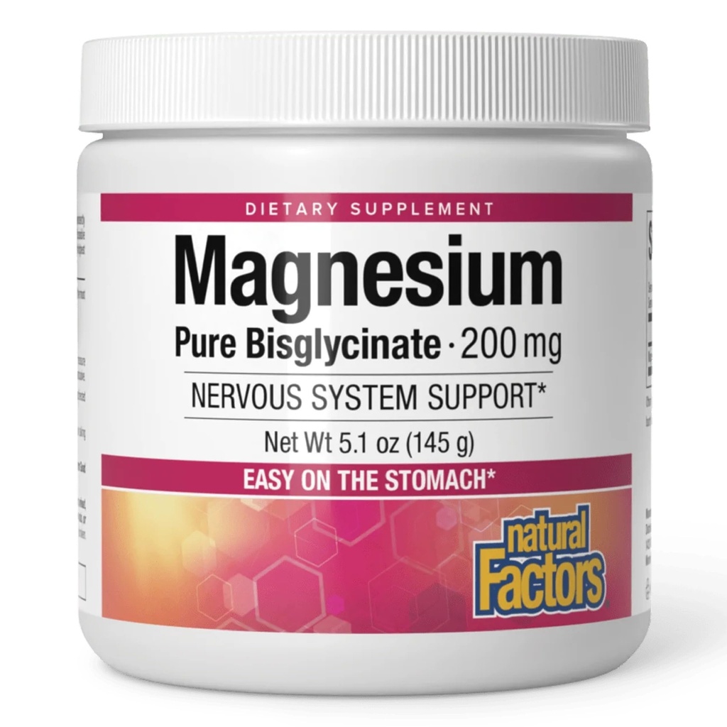 Naturlige faktorer Magnesium Bisglycinate pulver - Whole- Body Health Support - Natural Magnesium Supplement Understøtter Bone Styrke & Sundhed - 5.1 oz (50 Servere)