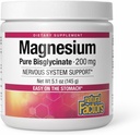 Naturlige faktorer Magnesium Bisglycinate pulver - Whole- Body Health Support - Natural Magnesium Supplement Understøtter Bone Styrke & Sundhed - 5.1 oz (50 Servere)