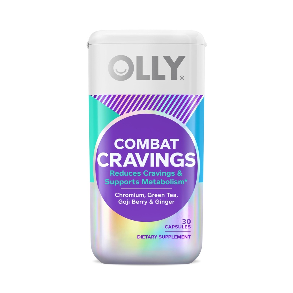 OLLY Combat Cravings, Metabolisme & Energi Support, 1000 mcg Chrom, Green Tea, Goji Berry, Ginger - 30 Greve