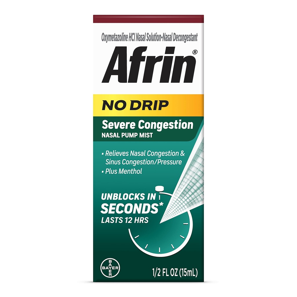 Afron ingen Drip Alvorlig 12 timers nasal dekongestant pumpe Mist - 0,5 Unse
