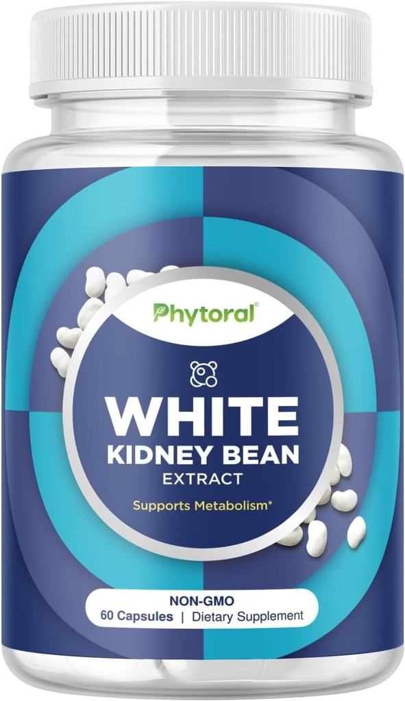 Hvid Nyre Bean Extract Carb Blocker - Hvide Nyre Bønner supplement til Metabolisme Boost & lette kalorier fra Starkmad - Carb Control Kosttilskud - 60 kapsler