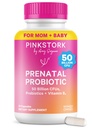 Pink Stork Prenatal Probiotika til kvinder - 50 Millioner CFU, Vitamin B6, Prebiotika, Morgenkvalme, Gut Microbiome, Graviditet Probiotika, Immunstøtte, Graviditet skal hade - 30 kapsler