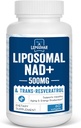 Liposomal NAD + 500 mg + Trans- Resveratrol 300 mg, Superior Absorption True NAD Supplement Efficient for cellulær energi Metabolisme & DNA Repair, 60 Softgels