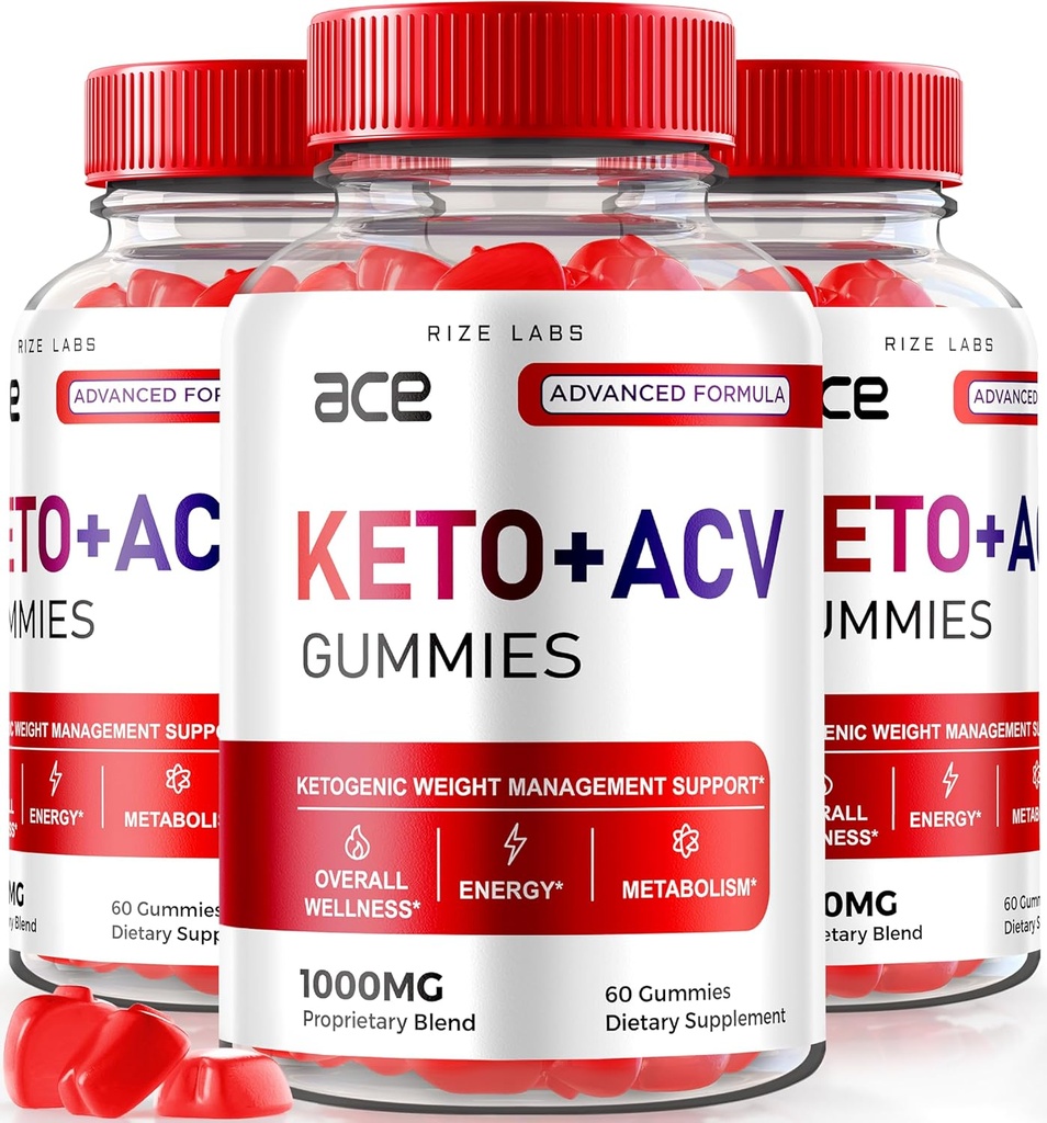 rize labs - Ace Keto ACV Gummies, Advanced Weight Loss 1000mg, Apple Cider Vincipes Supplement (180 Gummies)