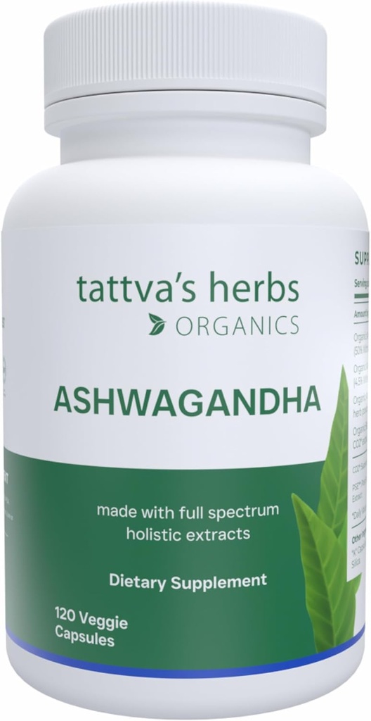 Tattva 's Urter Organic Ashwagandha Kapsler Supplement, 2 Måned Supply, 120 Veggie Kapsler