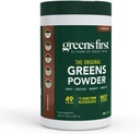 Green First Original Green Powder - 49 Superfoods - Organic Fruits & Veggies - Prebiotika, Probiotika & fordøjelsesenzymer - Antioxidant Smoothie - Dairy Free, Vegan, Non- GMO (Chokolade, 30 Servere)