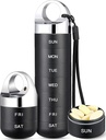 Zannaki Metal Travel Pill Organizer, Transportable Vandtæt Ugentlig Pill Box, Stor Aluminium Alloy Pill Case Container, BPA Gratis 7 dag Daglig Medicin Organizer Holder for Vitamin, Fiskeolie, tillæg
