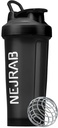Protien Shaker Flaske med Wire Whisk Ball, Blender Flasker til Protien Mixes, Protein Shaker Cup, 28-Ounce, Protein Shaker Flaske, Protein Shake Flaske (sort), Medium, NJB 28-Oz