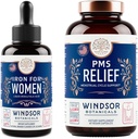 WINDSOR BOTANICALS Flydende jern og PMS Relief kapsler Dame bundle
