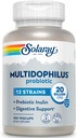 SOLARAY Multidophilus 12 Strain Probiotic 20 Millioner CFU, Probiotika til fordøjelsessygdomme og Gut Health Support, Prebiotic Inulin, No Dairy, 50 Serv, 100 VegCaps