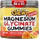 Center- fyldt Magnesium Glycinate Gummies 400MG - Høj Absorption for børn, Teens & Voksne - Supplement til søvn, rolig & muskelafslapning med B6 & D3 - Gluten Free & Vegan Friendly - 120 Greve