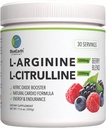 L- Arginin 5000mg + L- Citrullin 2000mg Complex Powder Supplement - Nitrooxid Booster - Heart Health, Blood Flow, Energy & Endurance - 30 Serveringer (Berry Blend)