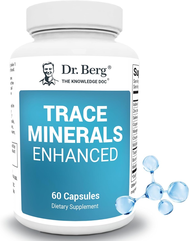 Dr. Berg Trace Minerals Enhanced Complex - Komplet med 70 + Minerals Inklusive 10 mg zink - Kosttilskud - 60 kapsler