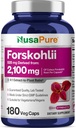 NusaPure Forskohlii 4: 1 Extract, 525 mg Ækvivalent med 21,00 mgper Veggie Caps - 180 kapsler (Ikke- GMO, Gluten Free)