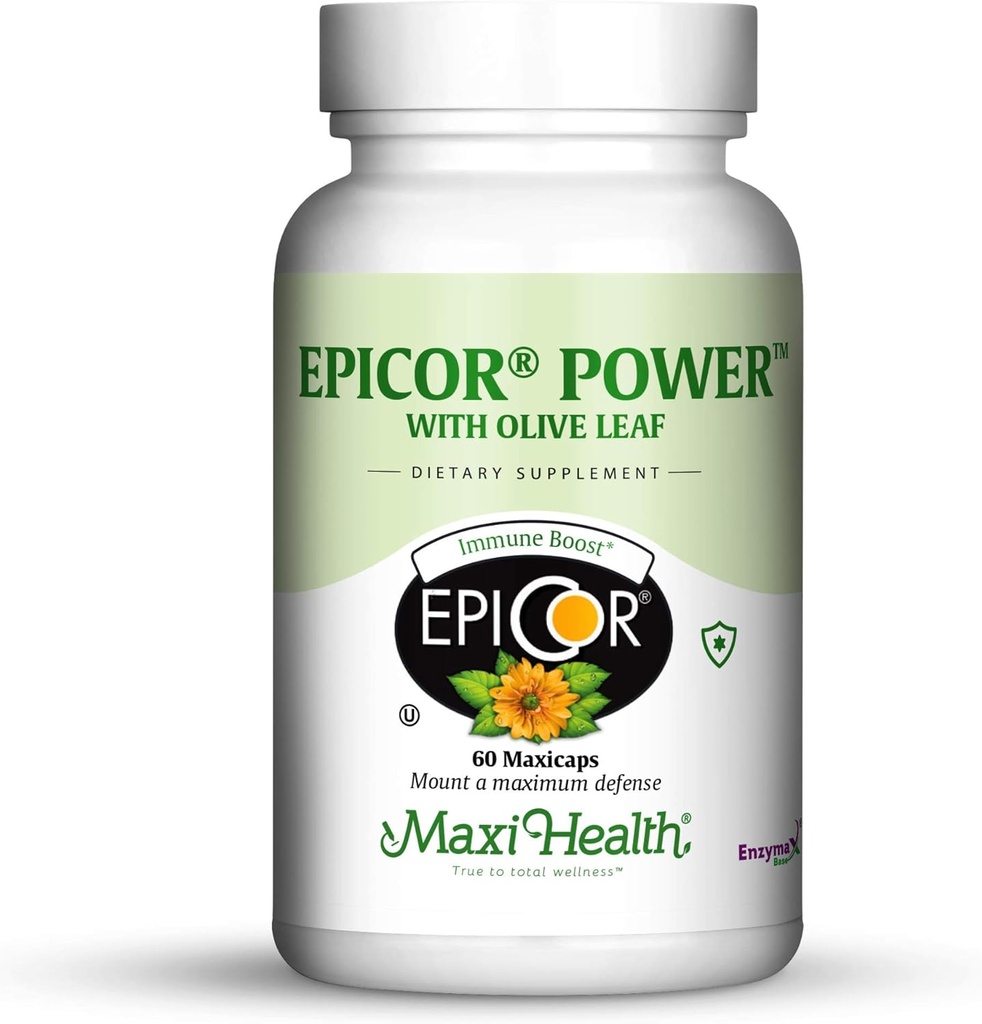 Epicor Power fra Maxi Health: EpiCor med Olive Leaf Extract - Forarbejdet Brewer 's Gær - 60 Vegetariske Kapsler - Kosher