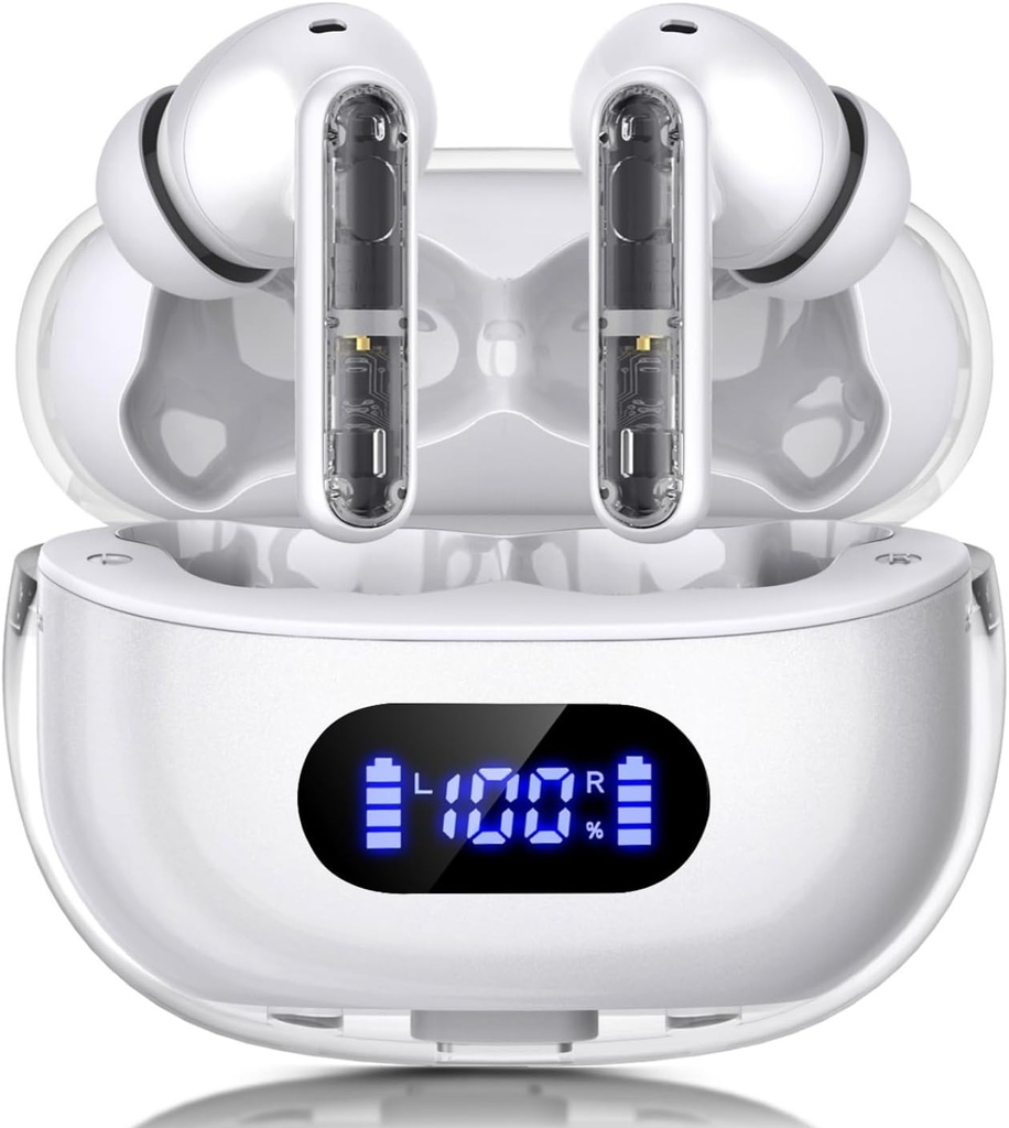 Trådløse Earbudons P1 PRO, Earphones Trådløse Bluetooth hovedtelefoner med Clear Call Mics Ear Bud, Komfortabel Fit, IPX7 Vandtæt Headset Lang batterilevetid, 30H Playtime for Sport workout