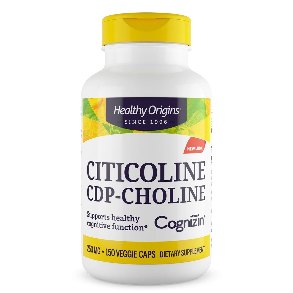 Sund oprindelse Cognizin (Citicolin), 250 mg - Hjerne supplement til hukommelse med Citicolin CDP Cholin - Non-GMO, Vegan & Gluten- Free Supplement - 150 Veggie Kapsler