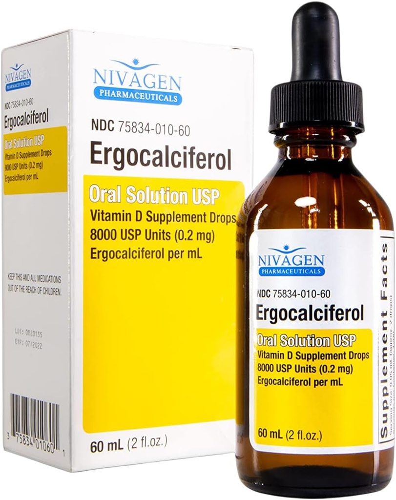 Nivagen Vitamin D2 Liquid Drops 8000 USP (Ergocalciferol)