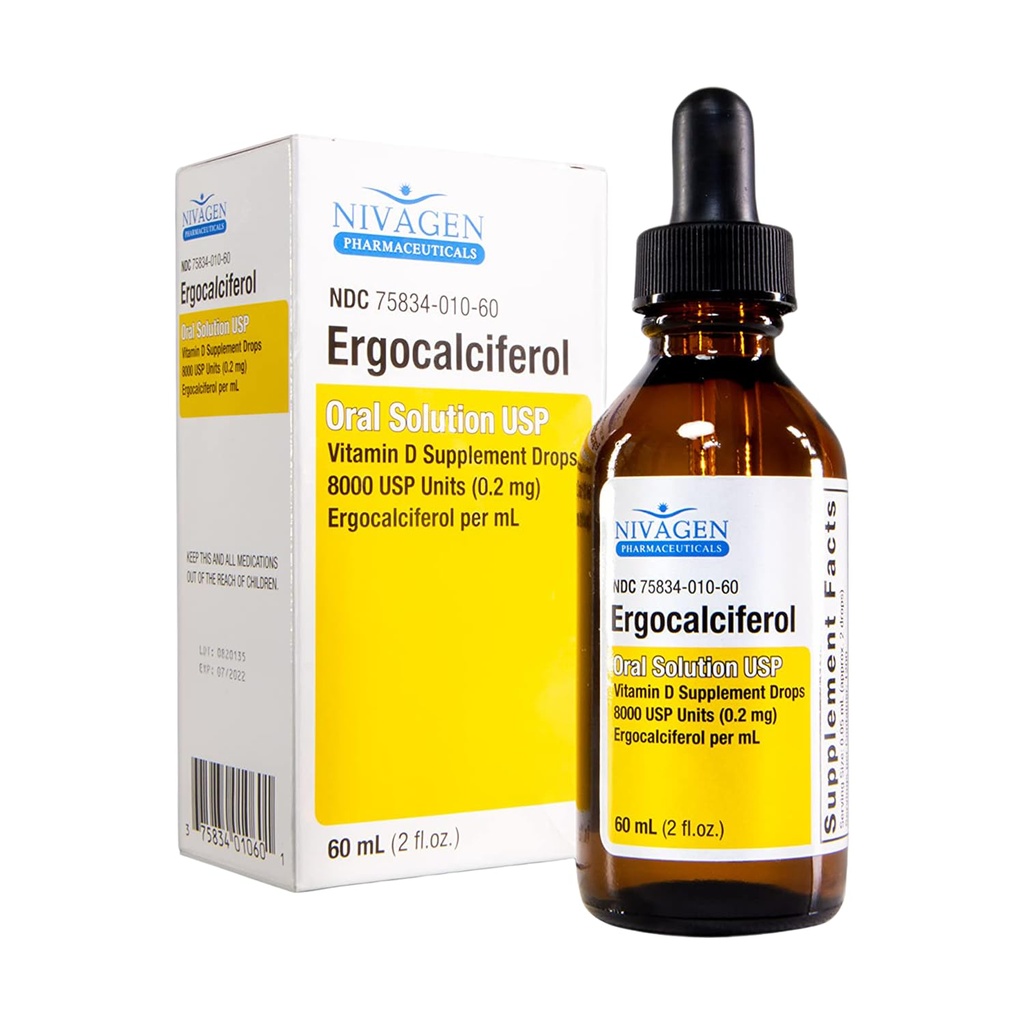 Nivagen Vitamin D2 Liquid Drops 8000 USP (Ergocalciferol)