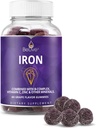 BeLive Iron Gummies - Multivitamin supplement med C-vitamin, A, B & Zink, understøtter blod-oxygen, Vegansk jerntilskud til kvinder, Mænd og børn for vækst og udvikling - Grape Flavor Buddy 124; 1- Pack