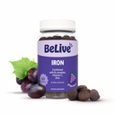 BeLive Iron Gummies - Multivitamin supplement med C-vitamin, A, B & Zink, understøtter blod-oxygen, Vegansk jerntilskud til kvinder, Mænd og børn for vækst og udvikling - Grape Flavor Buddy 124; 1- Pack