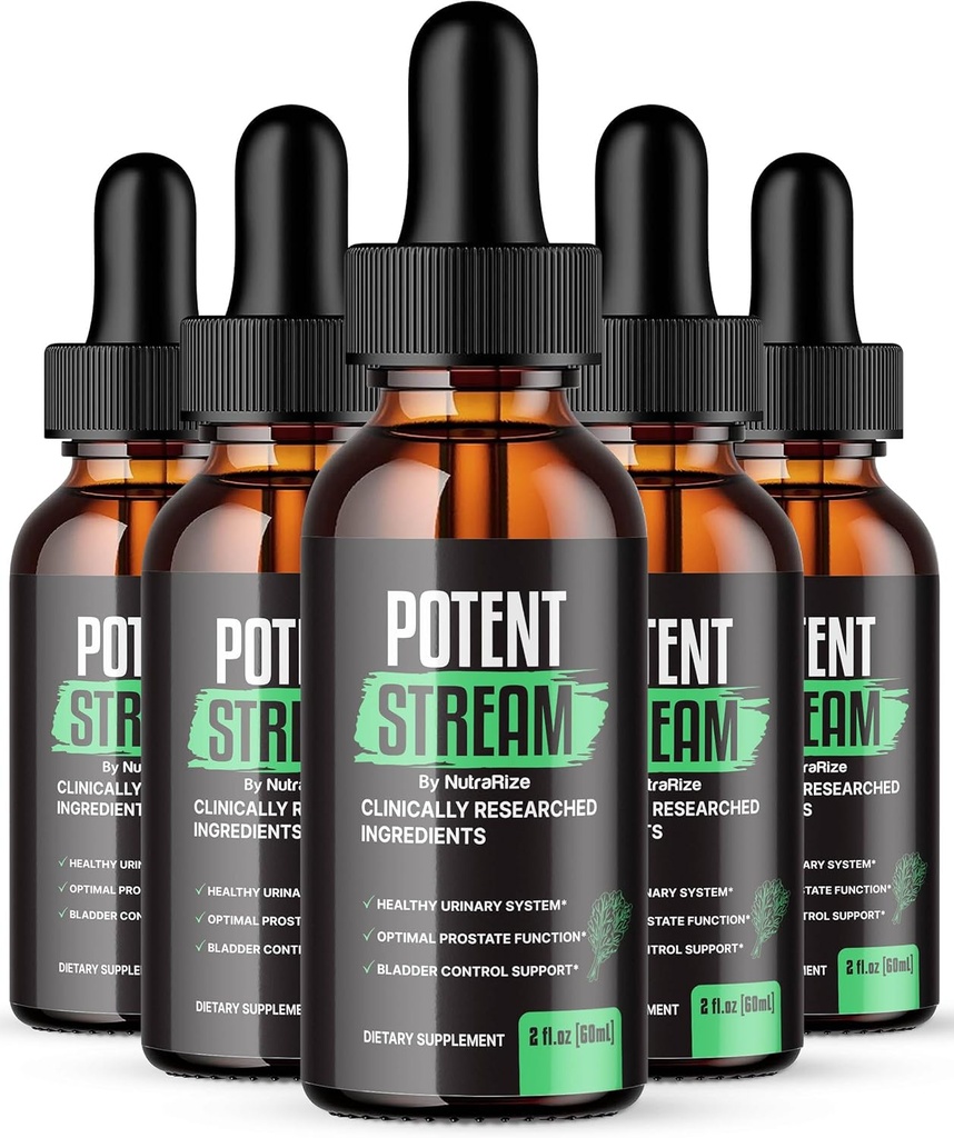 NutraRize (pakke af 5 Potent Stream Drops, Advanced Prostate Supplement - Naturlig støtte til prostata sundhed, maksimal styrke, PotentStream Anmeldelser (150 Servere)