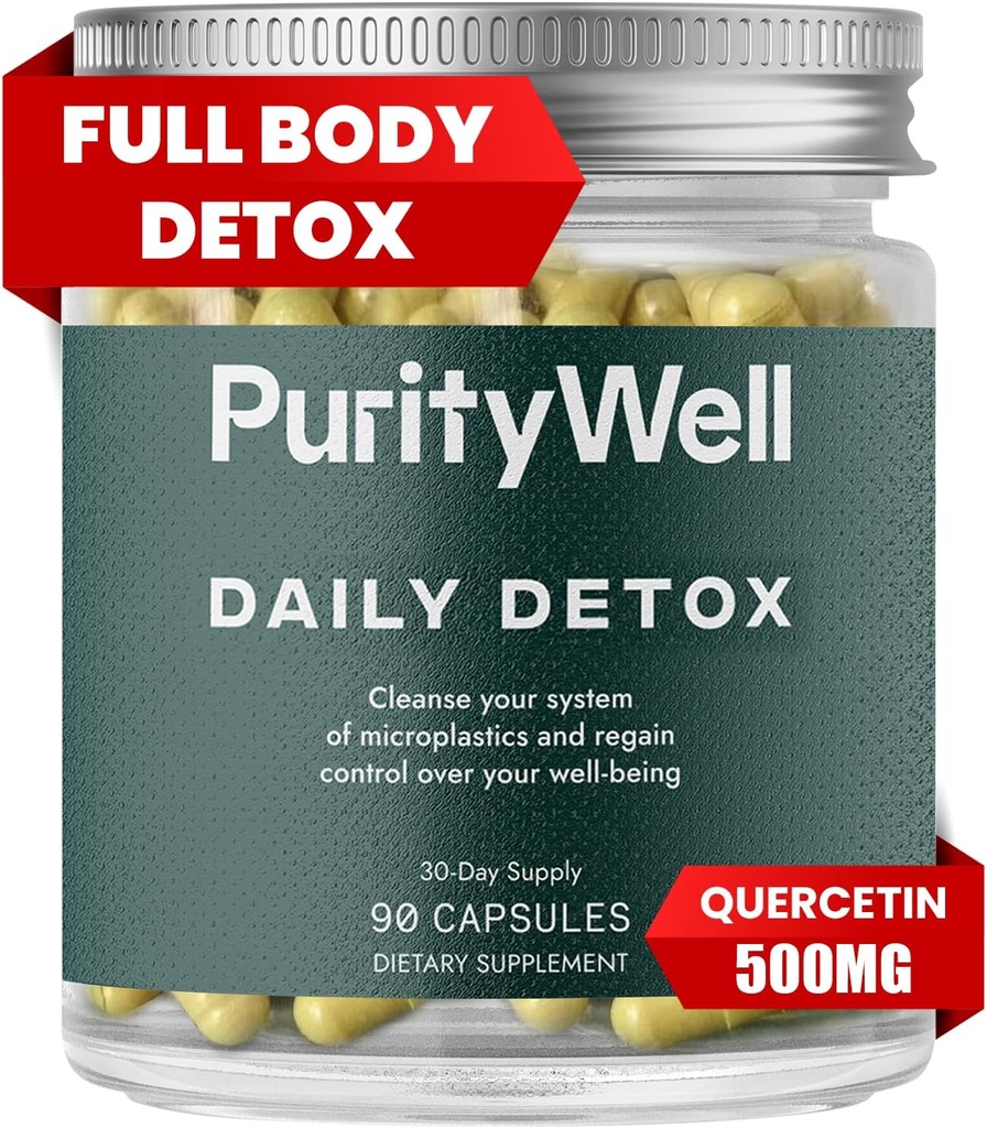 Full- Body Support Supplement med Quercetin 500mg, C-vitamin & L- cystein - Understøtter luftveje, lever & fordøjelsessygdomme - 90 kapsler