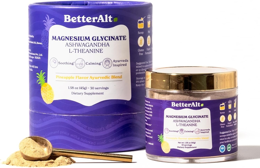 Bedre Alt rolig ned Blend Buddy; Ashwagandha & L- theanine Buddy; Hjælper med at fremme afslapning & Calmness Buddy 124; Ananas Flavor