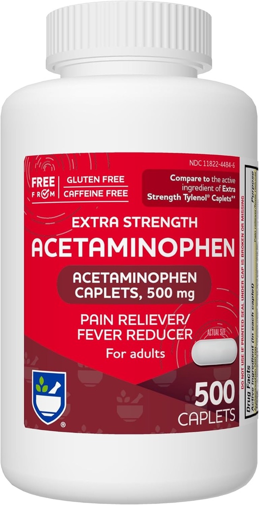 Rite Aid Extra Strength Acetaminophen, 500mg - 500 Caplets124; Pain Reliever & Fever Reducer for migræne, fælles smerte, muskel eller ryg smerter, og menstruation smerte