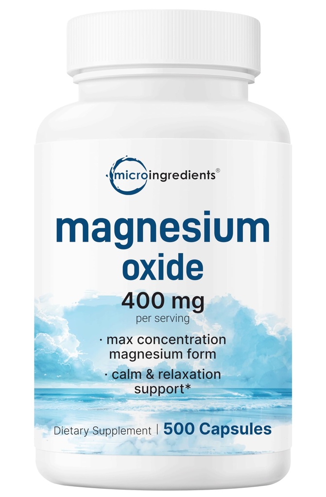 Magnesiumoxid 400mg, 500 Kapsler; Elemental Form for Max Koncentrationen