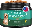 Hund Multivitamin Chewable Vitaminer til hunde med Glucosamin Chondroitin Multivitaminer Chewings Puppy Treats Skin Coat Heart Pet Hip & fælles Support Kosttilskud til Hund Immunitet Mobility Energy