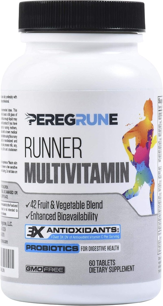 Runner Multivitamin - Ingeniøred Vitamin med Antioxidanter til Sundhed / Running Inddrivelse - Komplet B-kompleks til Endurance, Energi - Probiotika, Hele fødevarer - Certificeret Løbetilskud