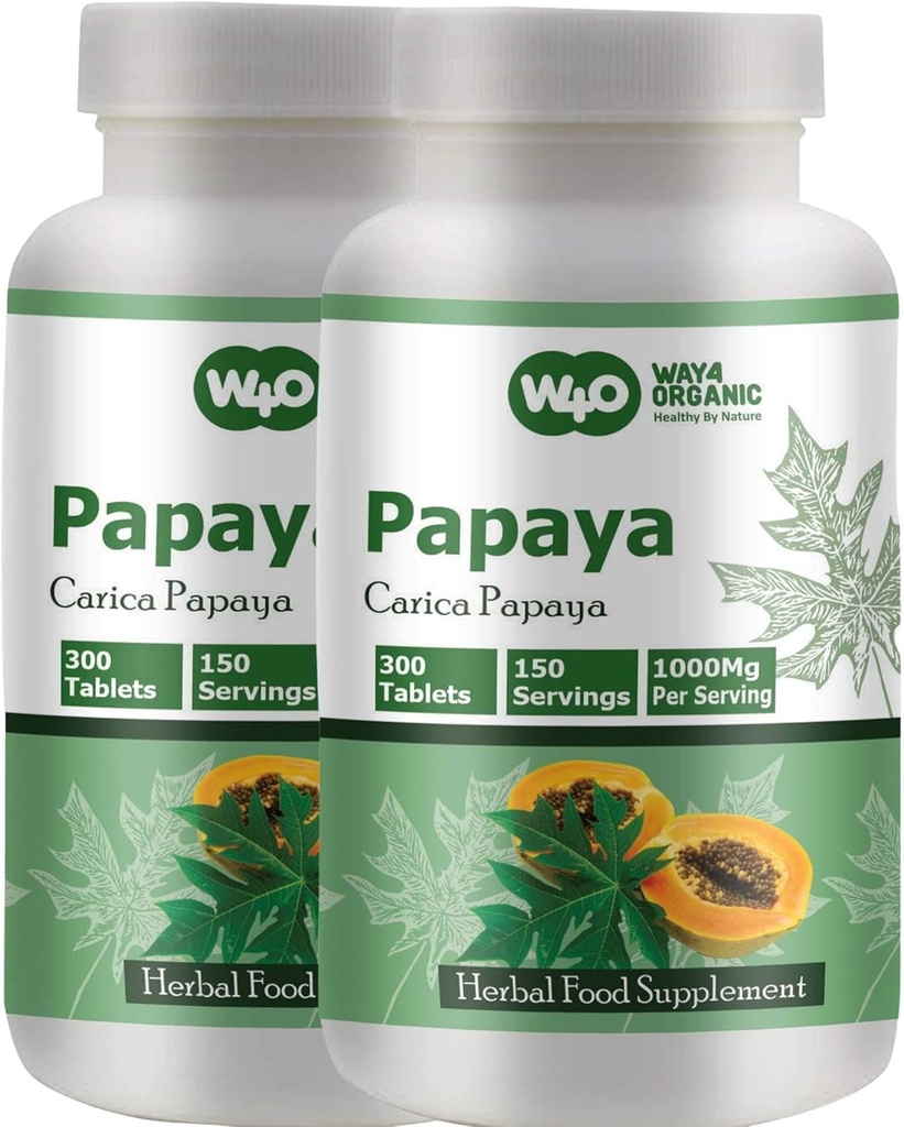 Papaya Leaf Extract Kapsler (Tablets) - 300 piller, 150 Servering, 1000 mg, Understøtter Platelet Immunitet og fordampning * (pakke med 2)