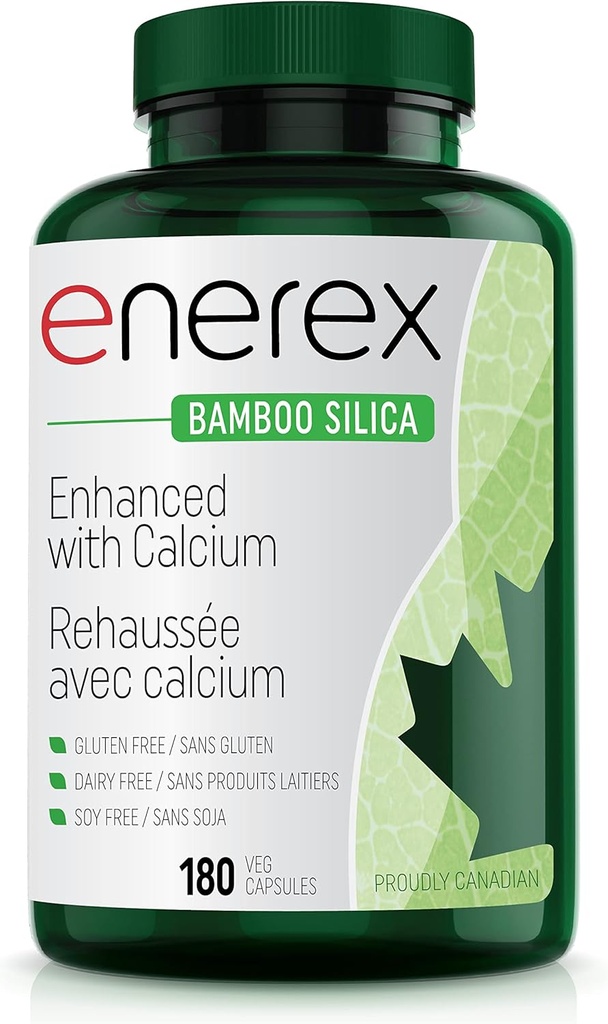 Bambus Silica med Calcium Citrat - 180 Veggie Caps for ben & tandpleje, Forstørret hår, hud & negle vækst - Plantbaseret supplement, Bambus Extract & Organic Silica for velvære
