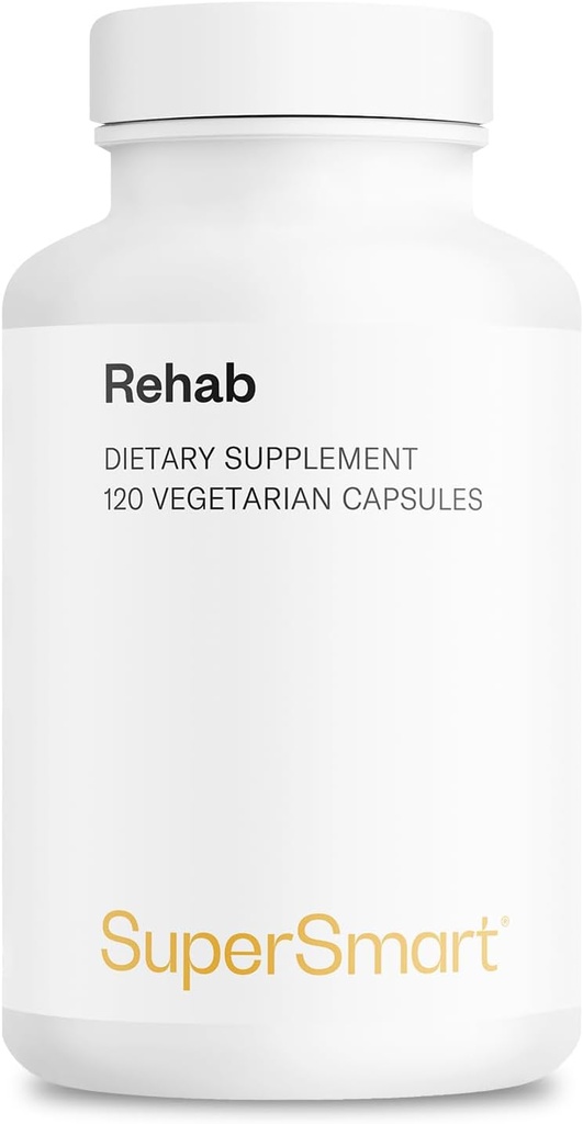 Supersmart - Rehab (Advanced Formel) - med Kudzu, Silymarin, Ginger Root, Bensfotiamin - All- in-1 Supplement- 124; Non- GMO & Gluten Free - 120 vegetariske kapsler