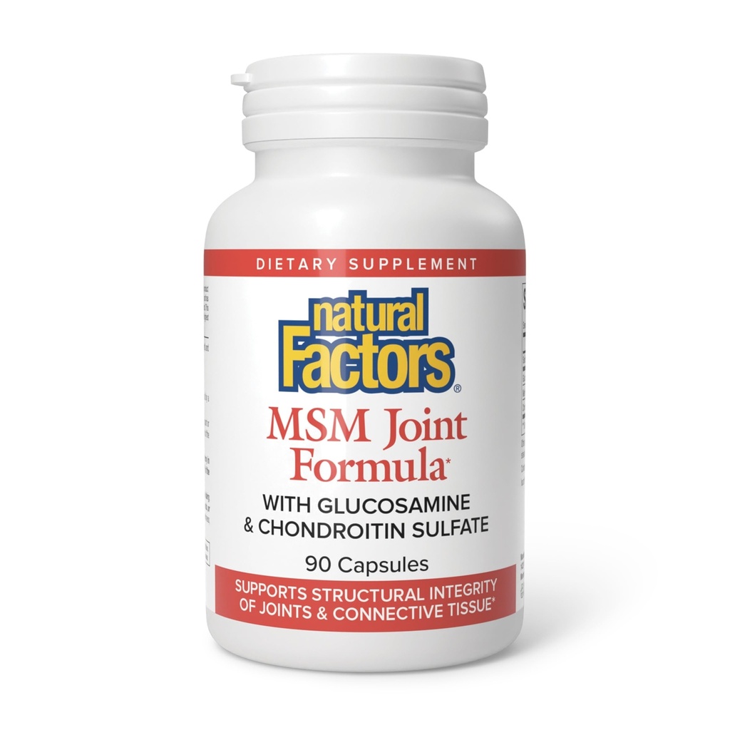 Naturlige faktorer, fælles MSM formel, understøtter sund fælles, muskel og brusk med Glucosamin og Chondroitin Sulfate, 90 kapsler (90 portioner)