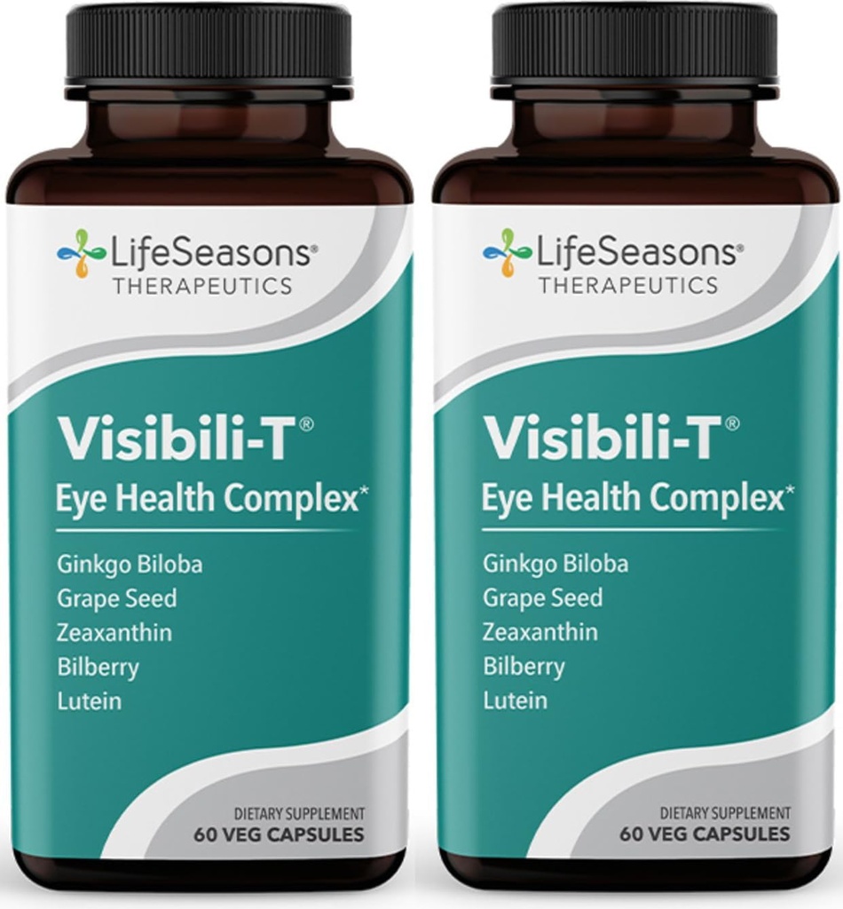 Visibili- T - Vitamin supplement til øje sundhed & Vision Support - Carrot Root, Chrom, Bilberry, Ginkgo Biloba, Grape Seed Extract, Lycopene, Vitamin A, Lutein & Zeaxanthin - 60 kapsler (pakke med 2)