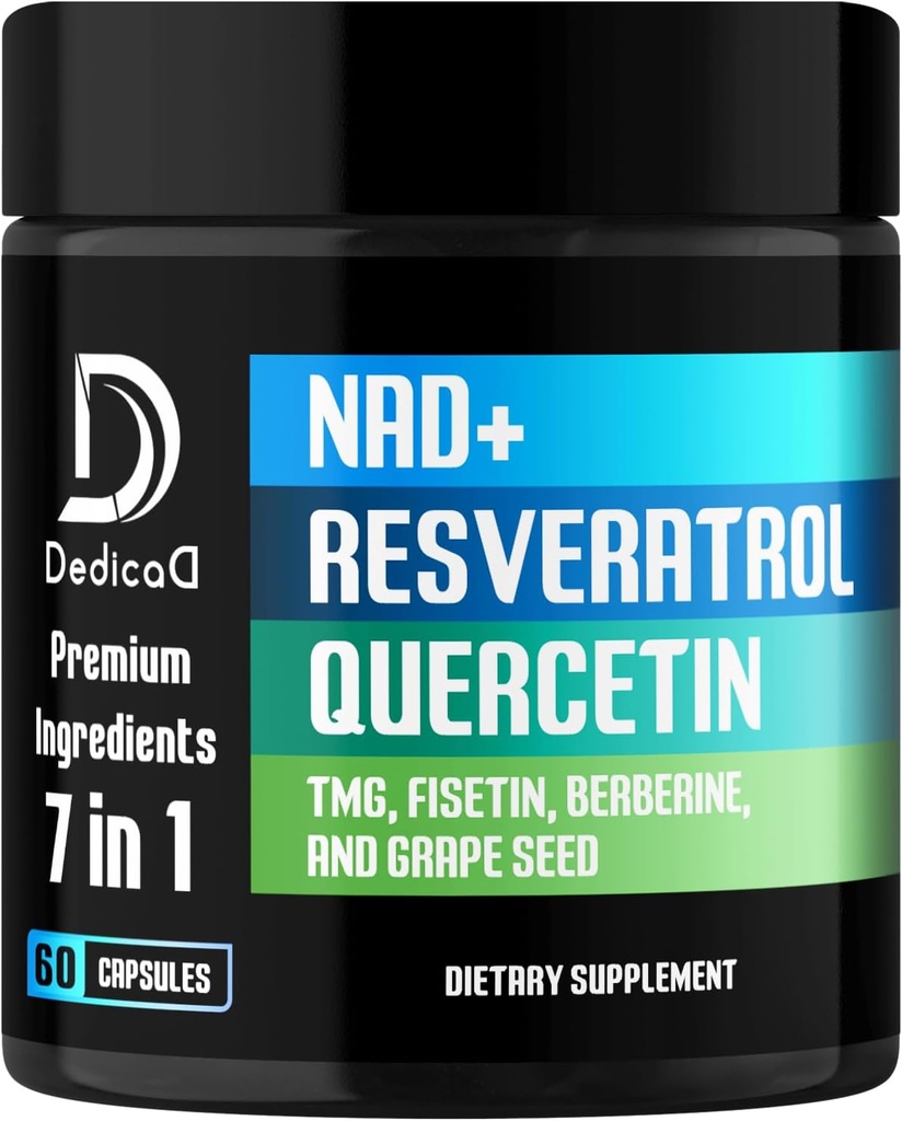 NAD. + Supplement - Kombineret med Resveratrol, Quercetin, Berberine, Fisetin, TMG og Grape Seed - 60 kapsler