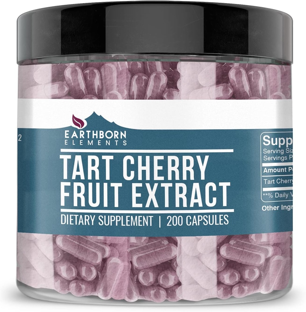 Earthborn Elements Tart Cherry Extract 200 Kapsler, Pure & Ufortyndet, Ingen tilsætningsstoffer