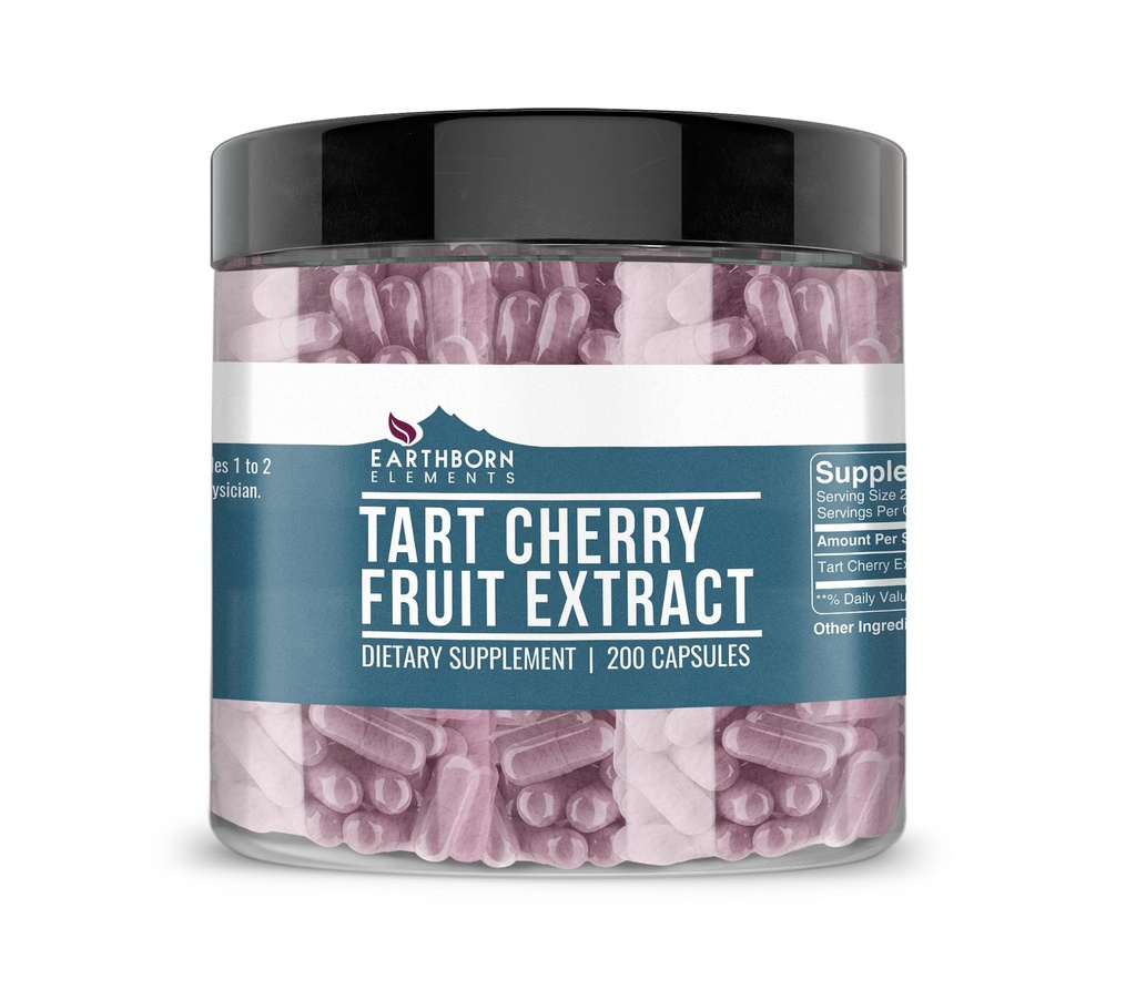 Earthborn Elements Tart Cherry Extract 200 Kapsler, Pure & Ufortyndet, Ingen tilsætningsstoffer