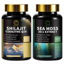 Shilajit til mænd, Sea Moss og Shilajit Bundle, Alle i 1 Kosttilskud med Coenzym Q10, Black Seed, Ashwagandha, Taurine, Burdock til energi, Endurance, Antioxidant & immunforsvar, 240 Kapsler