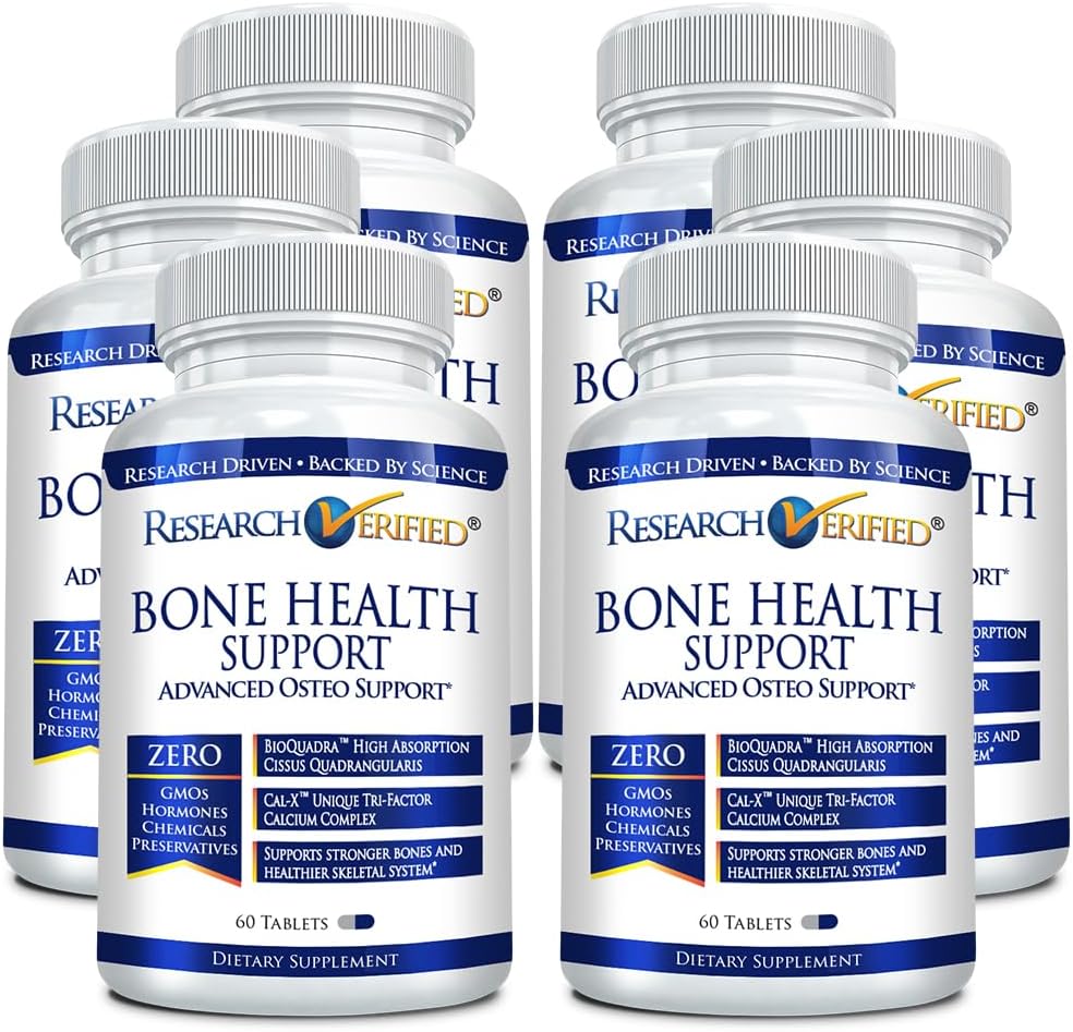 Forskning Verified Bone Health Support - Rebuild Bone Mass - Triple Calcium Complex, Vitamin D3, Vitamin K2, Soy Isoflavoner, BioPerine - 360 tabletter - 6 måneder Supply