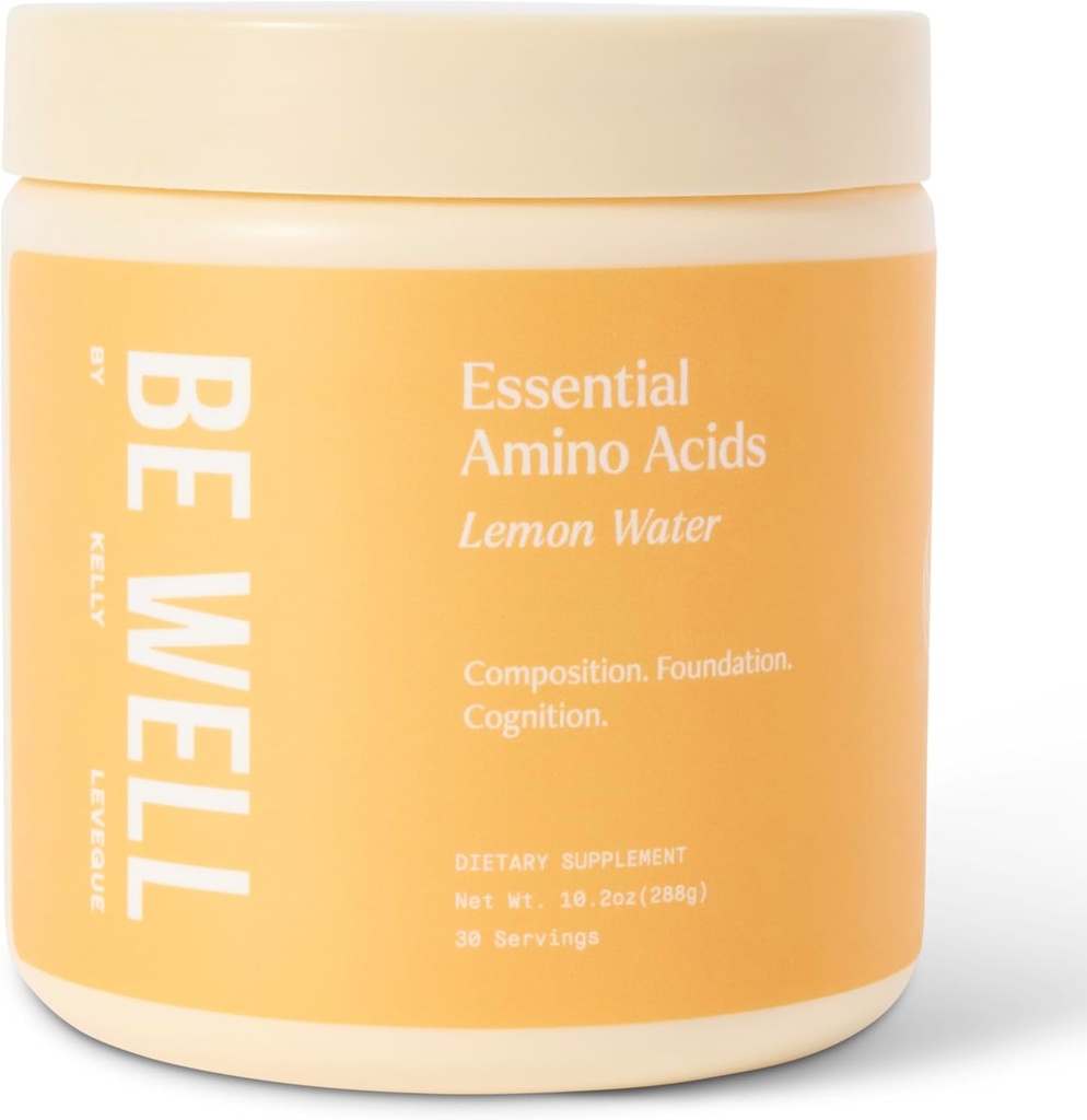 Be Well by Kelly Essential Amino Acids Lemon Powder Supplement Plant-Based (10.2oz) BCAA 9 EAA's