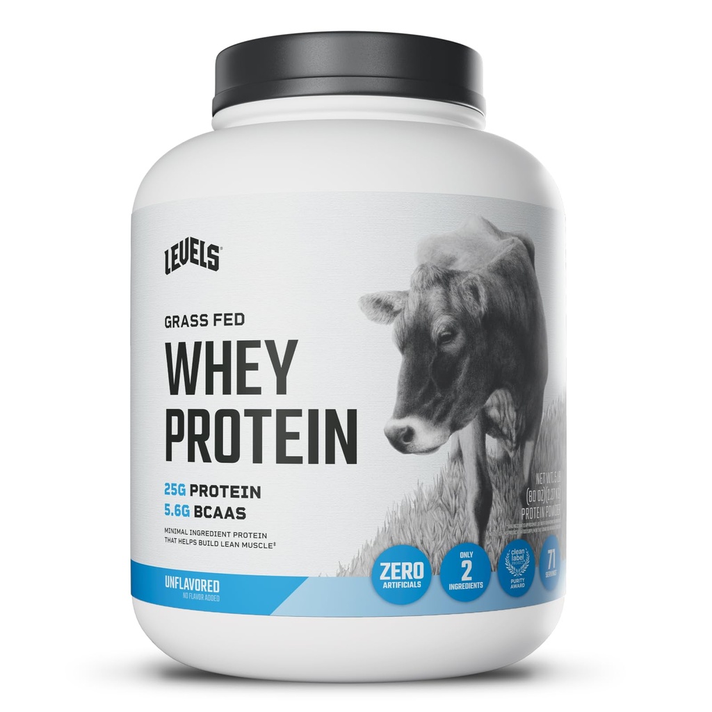 Nivels Grass Fed Whey Protein Powder, No Artificials, 25G Protein, Unflavored, 5LB