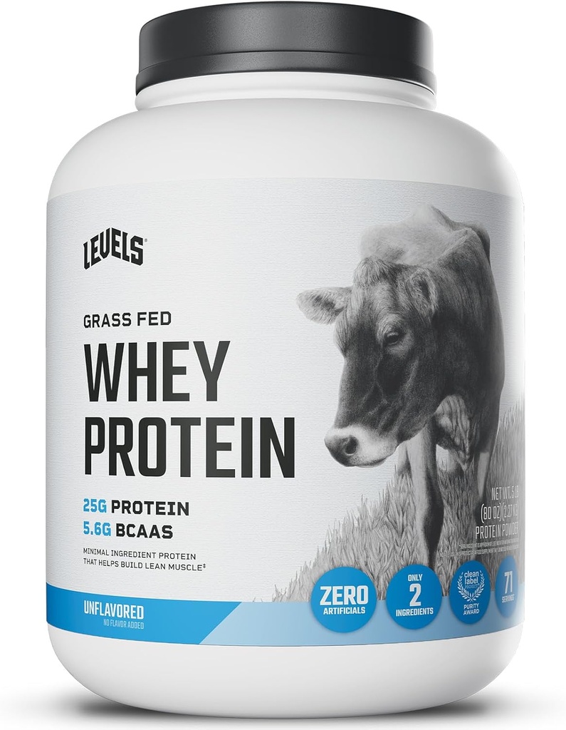 Nivels Grass Fed Whey Protein Powder, No Artificials, 25G Protein, Unflavored, 5LB