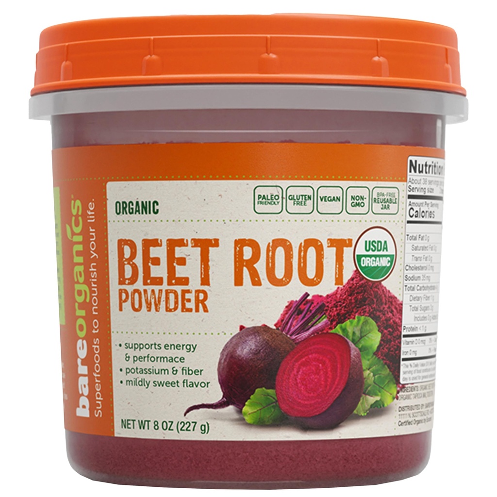 BareOrganics Beet Root, Superfood Powder, Kosttilskud, 8 Oz