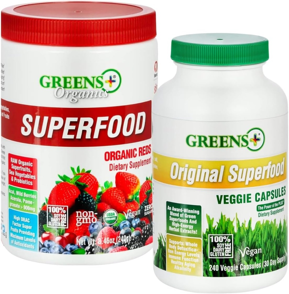 Grønne + Organic Red Superfood Powder Organic Super Veggie Kapsler