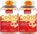 NEVISS Sugar Free CoQ10 Fyldte gummier med vitamin B12 1000mcg, Rhodiola Rosea og Panax Ginseng Extract, Vitamin B6, Coenzym Q10 Supplement, 2 Pack