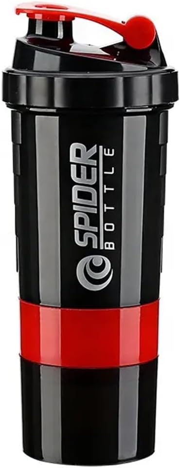 5 I 1 Protein Shaker Flaske - Professional Series Shaker Flaske til Protein Shakes og Pre Workout Gym Flaske, Med Powder Storage, Pillebakke, Blanding Ball, Shakes Cup (rød)