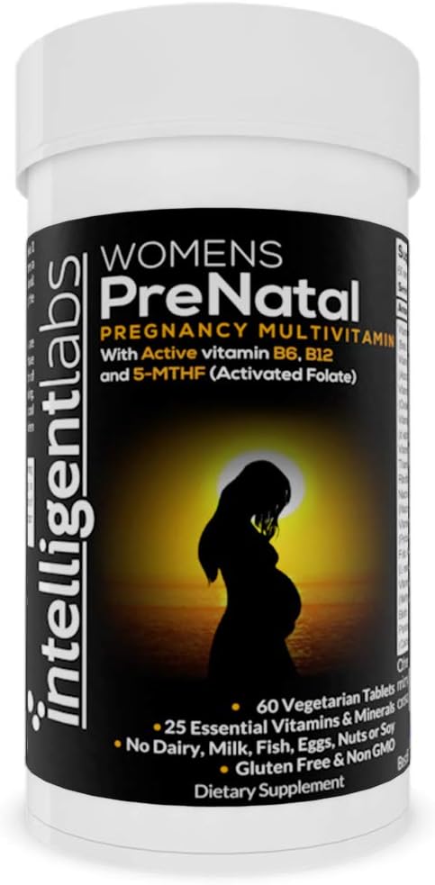 Intelligente Labs Kvinder Prenatal Multivitamin, 25 Væsentlige Graviditet Vitaminer og Min, med 5-MTHF Aktiveret Folat, Active B12 og B6, Easy- to- Take, 2 Months Supply